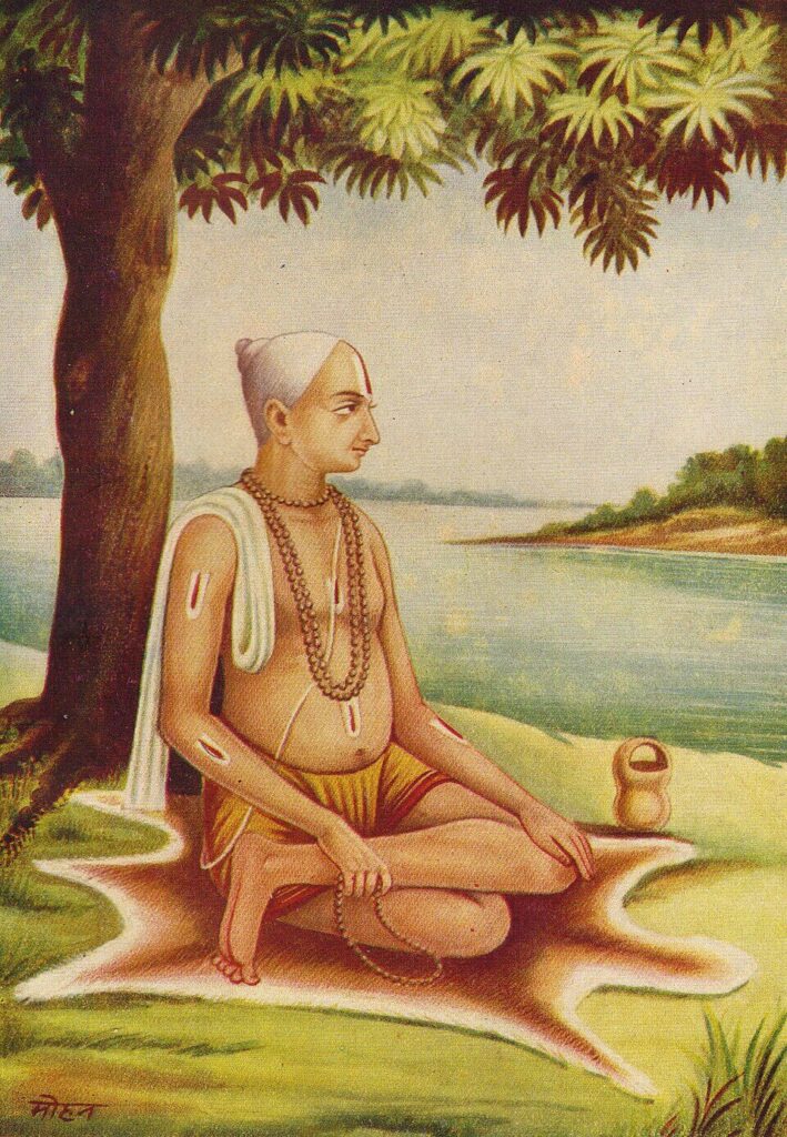Picture of Tulsidas published in the Ramcharitmanas, by Sri Ganga Publishers, Gai Ghat, Benaras, 1949
